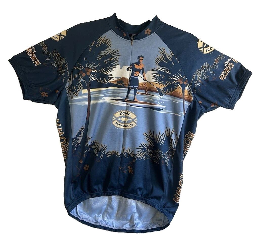 Canari Kona Brewing Koko Brown Men’s M Cycling Jersey Hawaiian Aloha 3/4 Zip